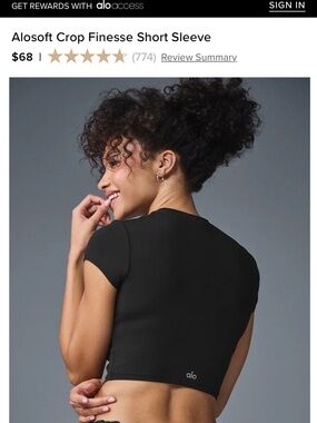 ALO Yoga Black Aloosoft Cropped Short Sleeve Tee